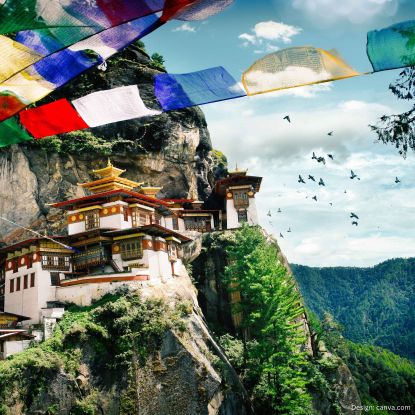 Bhutan und das "Bruttonationalglück" (Hybrid-Veranstaltung), © (Design/Foto: canva.com) Bhutan und das "Bruttonationalglück" (Hybrid-Veranstaltung), © (Design/Foto: canva.com)