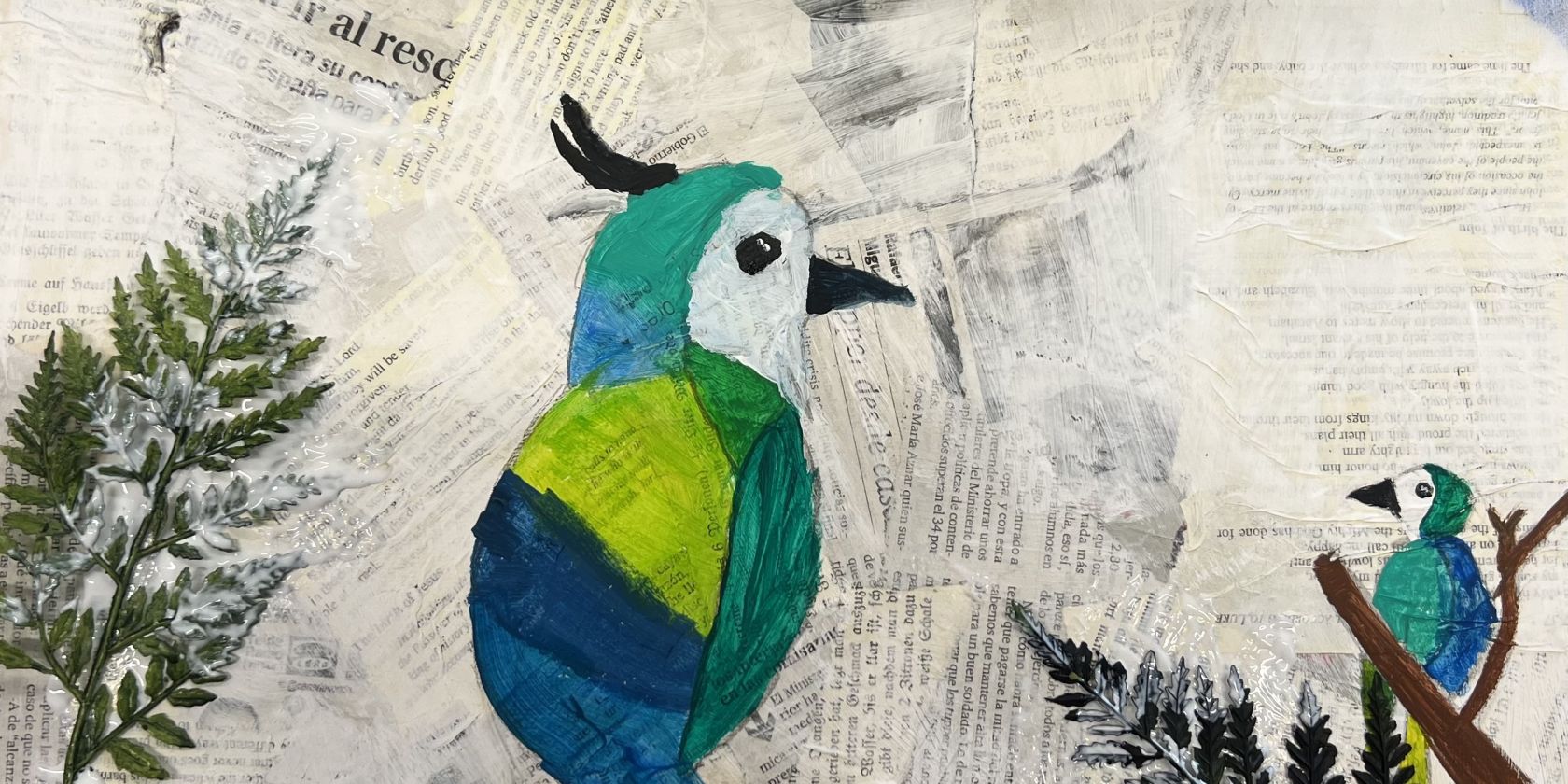 Malbeispiel V&ouml;gel sitzend am Ast, &copy; Atelier ARTESANA