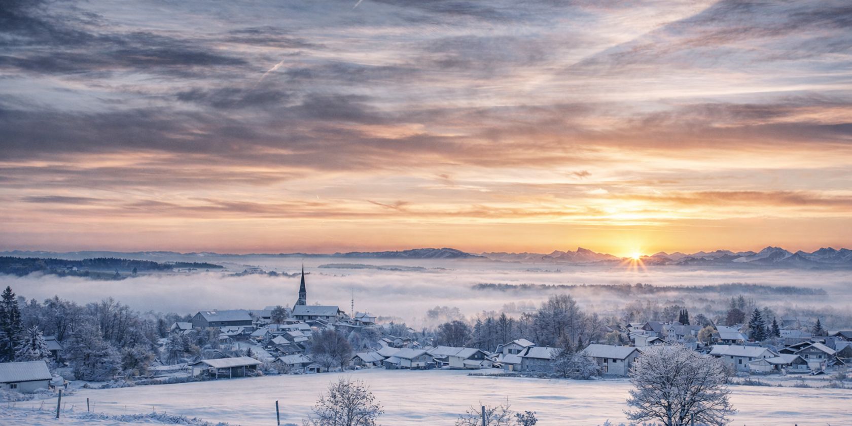 Blick auf Taching im Winter, &copy; Tourist-Info Waginger See / Richard Scheuerecker